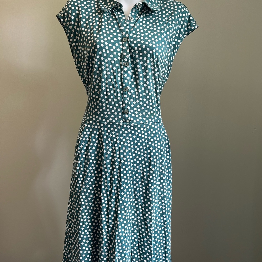 Boden Green Polka Dot Midi Dress